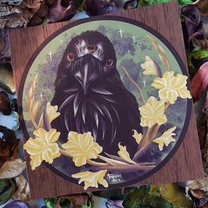 Third Eye Raven Print - Drawing Illustration Nature Cute Goth Horror Decor Home Wall Artwork Dark Floral Trippy Love