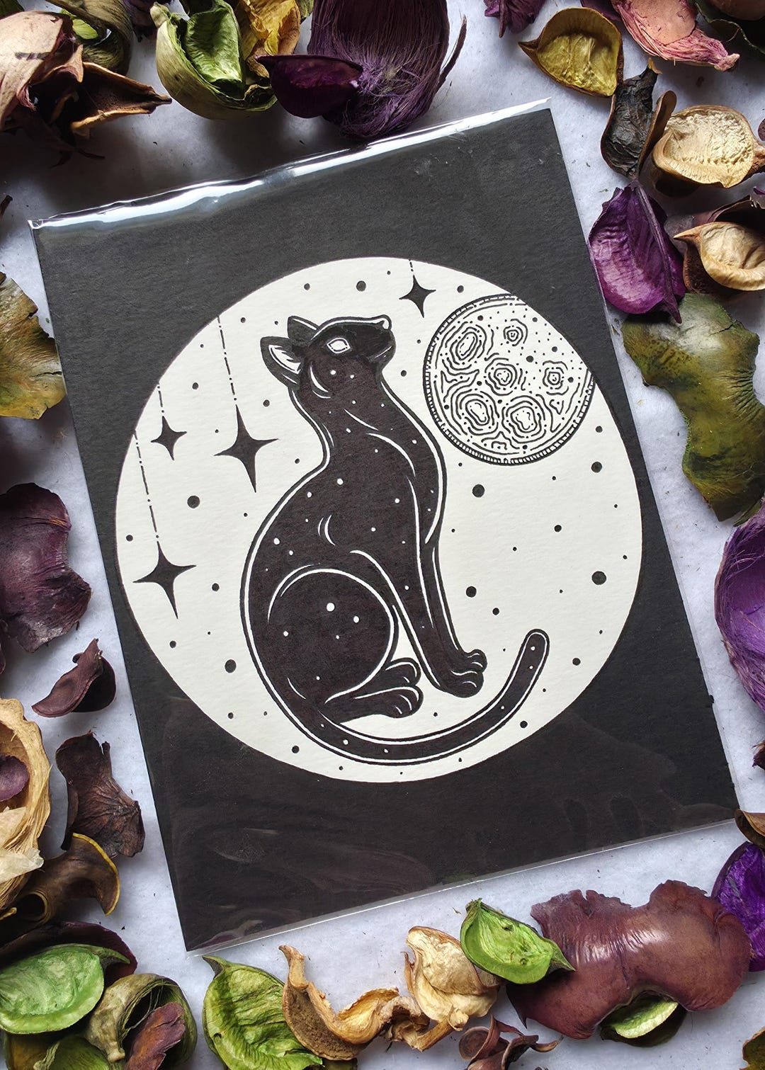 Magical Black Cat Original Ink Illustration - Etsy