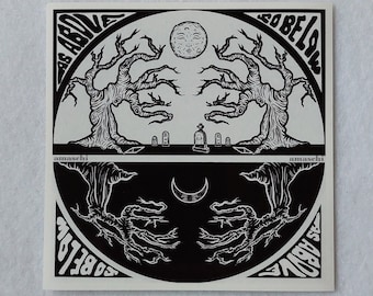 Large As Above So Below Sticker - Nature Water Bottle Safe Decoration Art Artwork Illustration Goth Dark Moon Witch Vibes