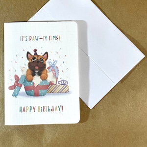 C'est l'heure des pattes | Carte d'anniversaire, cartes de voeux, cartes mignonnes, cartes illustrées, cartes bouledogue français.