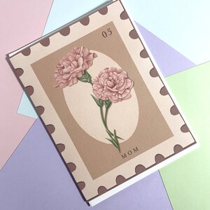 Carte de fête des mères Carnation | Cartes de souhaits, cartes d'art, cartes florales, cartes illustrées