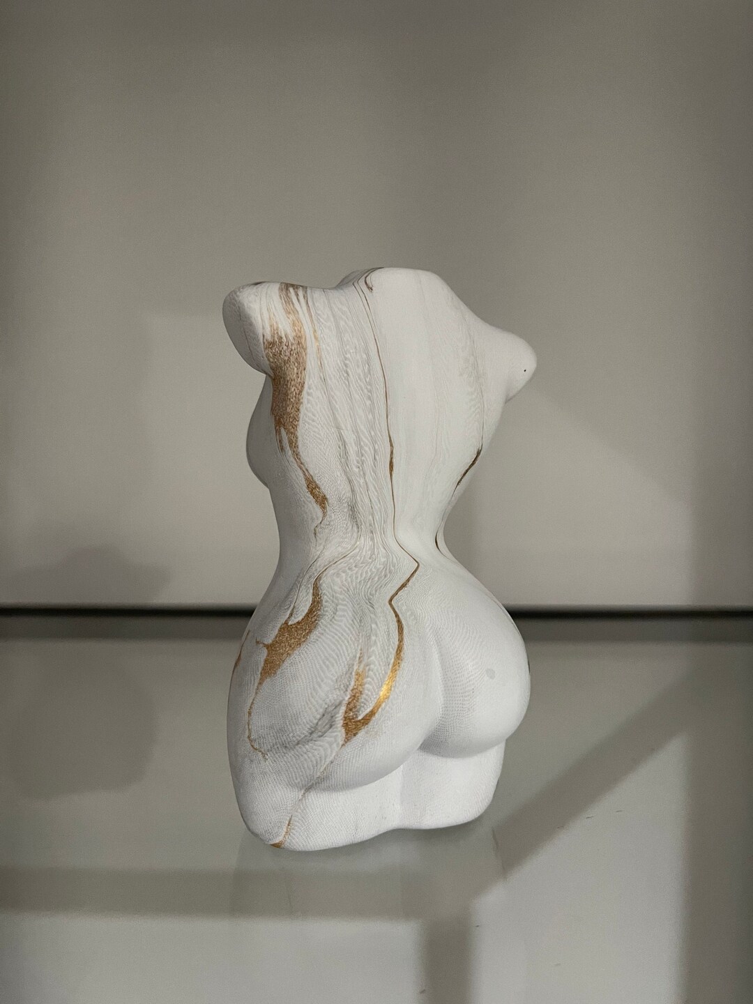 Female Body Vase in White Marble With Gold UK Seller Body Etsy
