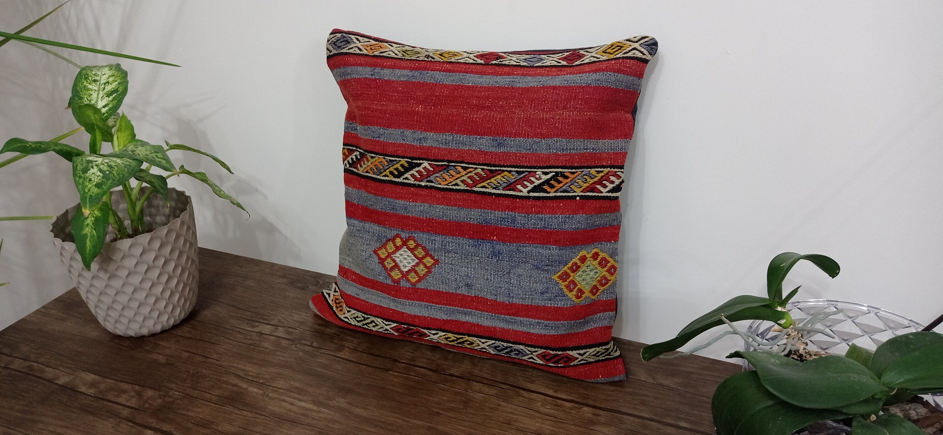 rug pillow 26''X14'' bohemian kilim persian tribal Pillow Cover Kurdish moroccan Hemp Kilim Pillow Cover Set of 1