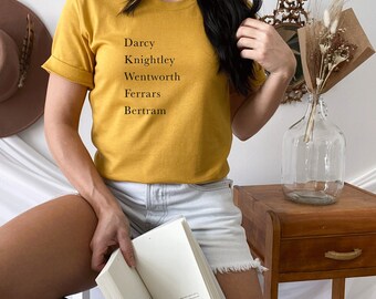 Jane Austen Men T Shirt | Jane Austen Apparel | Pride and Prejudice Gifts | Sense and Sensibility Gifts | Book Related Tee | Bookish Tee
