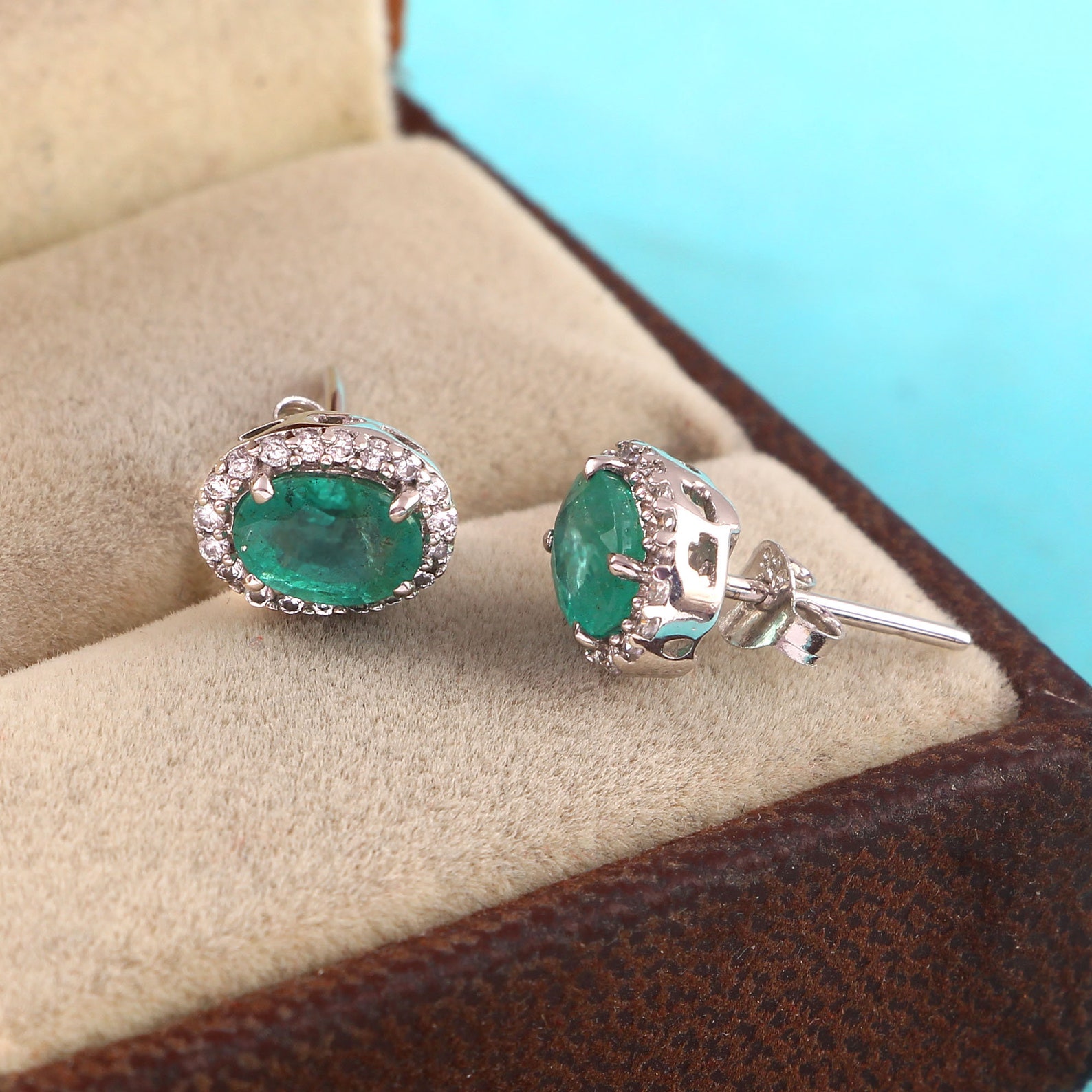 Natural Oval Emerald Earrings / Statement Earrings / Green Etsy