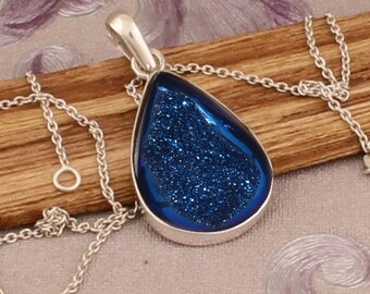 Blue Drusy Necklace - Etsy