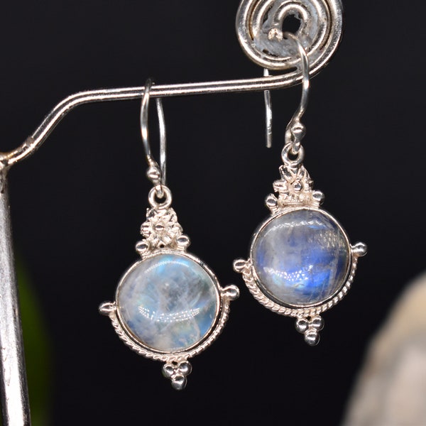 •ECLIPSE SWING• rainbow moonstone + mixed metal dangle earrings