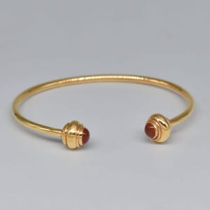 Justerbar armring med rund ädelsten och röd karneol, guldfylld i sterlingsilver för kvinnor, fina smycken för henne