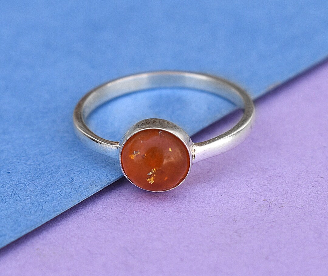 Amber Rings Round Amber Rings Natural Baltic Amber Rings Etsy