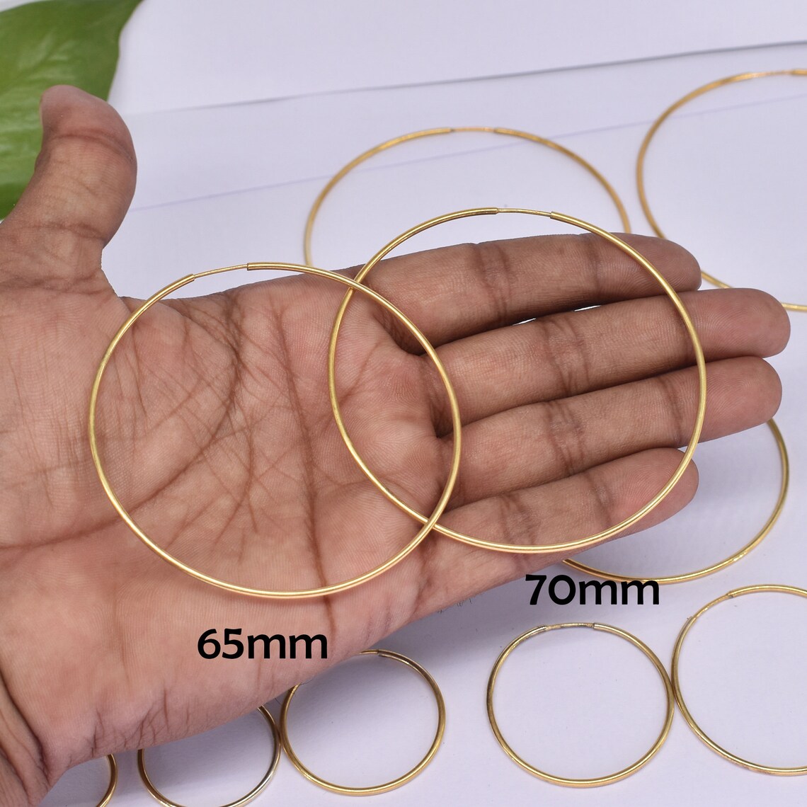 gold endless hoop earrings 18k