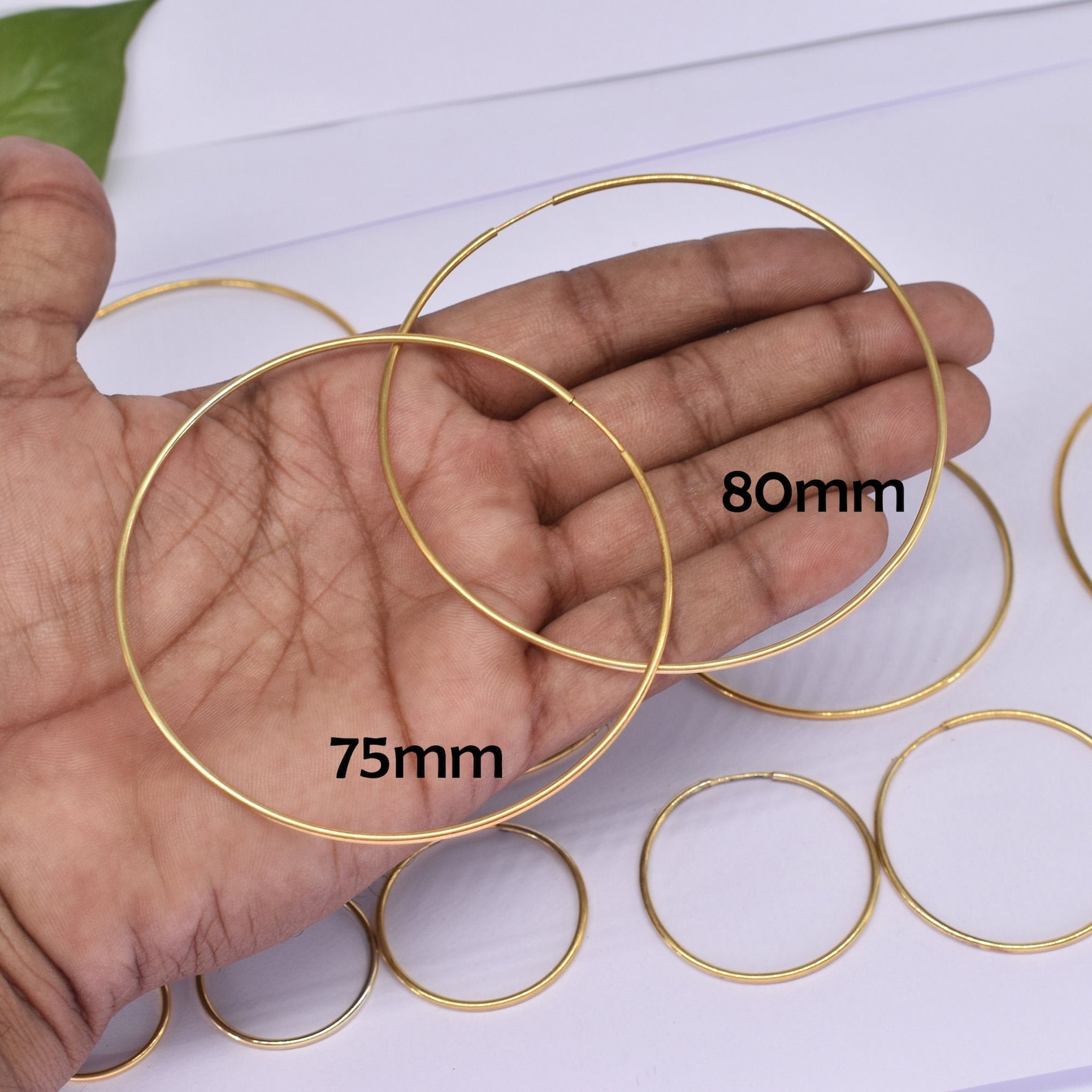 gold endless hoop earrings 18k