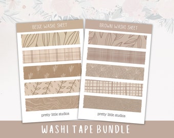 Aesthetic Washi Strip Sticker Sheets - Bullet Journal Stickers - Planner Stickers - Cozy Stickers - Neutral Bujo