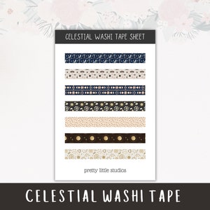 Celestial Washi Tape Sticker Sheet - Bullet Journal Stickers - Planner Stickers - Witchy Stickers - Celestial Vibes - Washi Tape Sticker
