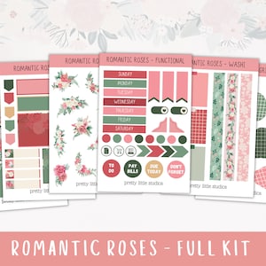 Kit d’autocollants Happy Planner Romantic Roses - Kit d’autocollants verticaux standard - Autocollants de planificateur - Kit d’autocollants de la Saint-Valentin - Autocollants roses