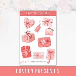 Lovely Presents Decorative Sticker Sheets - Autocollants Bullet Journal - Autocollants Planner - Autocollants Saint-Valentin - Autocollants Roses