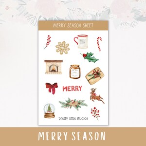 Merry Decorative Christmas Sticker Sheets - Bullet Journal Stickers - Planner Stickers - Cozy Christmas Stickers - Holiday Stickers