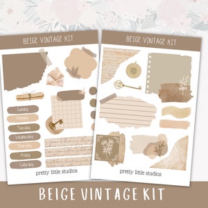 Beige Vintage Mini Kit - Bullet Journal Sticker Kit - Planner Stickers Kit - Journaling Kit - BuJo Sticker Kit