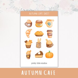 Feuilles d’autocollants décoratifs Autumn Café - Autocollants Bullet Journal - Autocollants Planner - Autocollants Automne - Autocollants Café