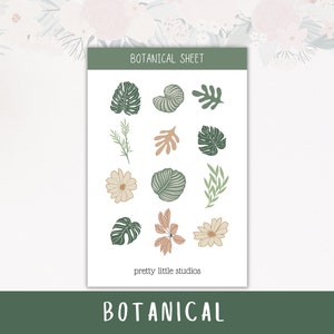 Feuilles d’autocollants décoratifs inspirés des plantes et des plantes - Autocollants Bullet Journal - Autocollants Planner - Autocollants végétaux