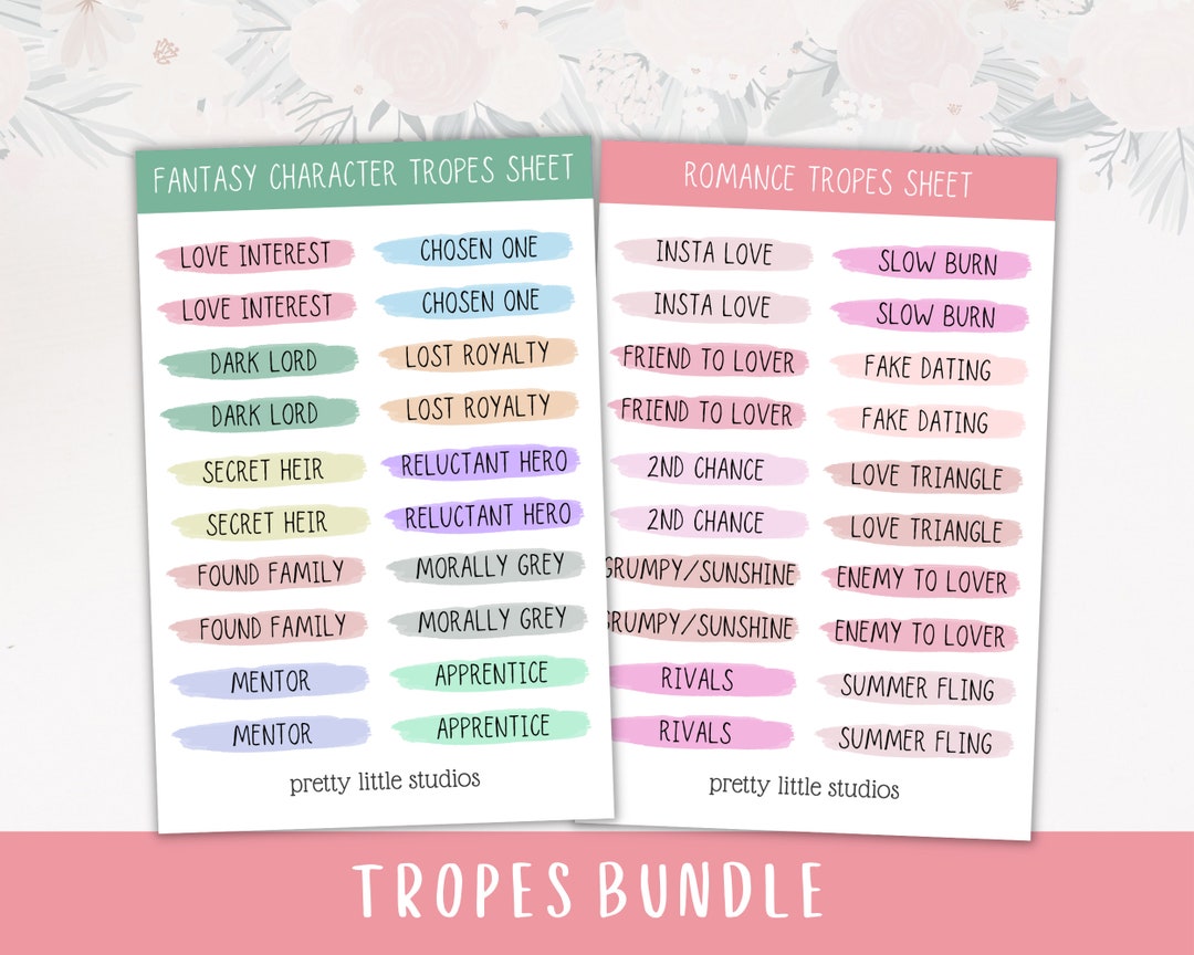 Trope Bookish Sticker Sheets Bullet Journal Stickers Bookish Stickers Bookstagram Stickers Book