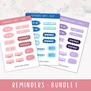 Feuilles d’autocollants de rappel - Autocollants Bullet Journal - Autocollants de planificateur - Autocollants fonctionnels - Autocollants de rappel colorés