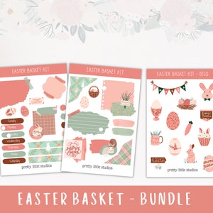 Kit di adesivi per il diario del cestino di Pasqua - Kit di adesivi del giornale dei proiettili - Kit di adesivi dell'agenda - Kit di diario - Kit di adesivi di Pasqua