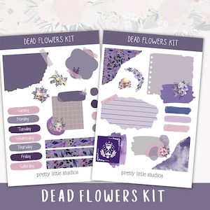 Fleurs mortes - Kit hebdomadaire d’Halloween pour les planificateurs - Kit d’autocollants de journal d’Halloween - Autocollants de planificateur d’Halloween - Autocollants de journal d’Halloween