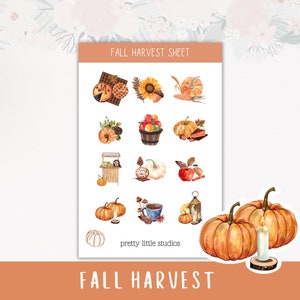 Feuilles d’autocollants décoratifs de la récolte d’automne - Autocollant Bullet Journal - Autocollant de planificateur - Autocollants de Thanksgiving - Autocollants d’automne - Autocollant d’automne