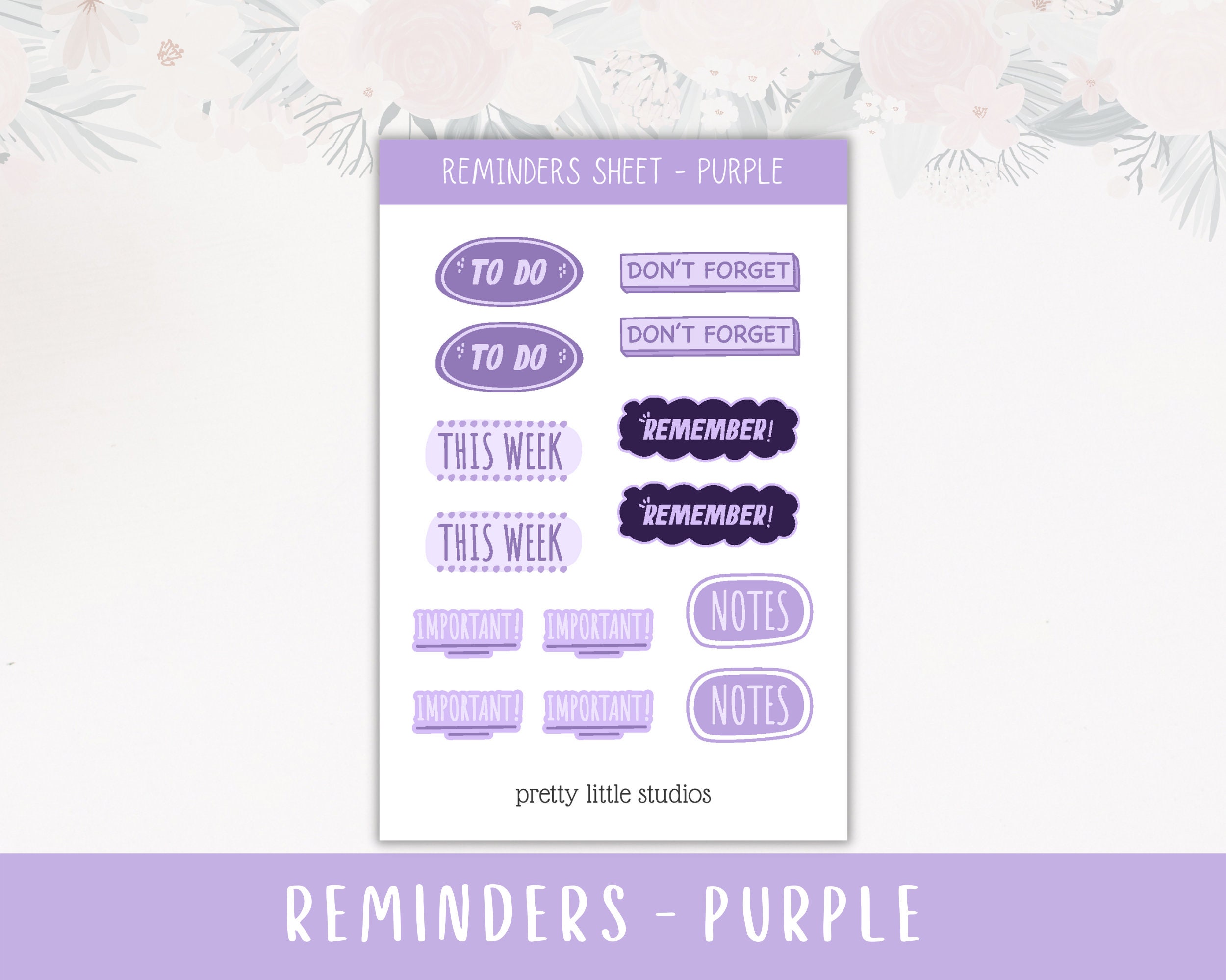 Reminders Sticker Sheets - Bullet Journal Stickers - Planner Stickers ...