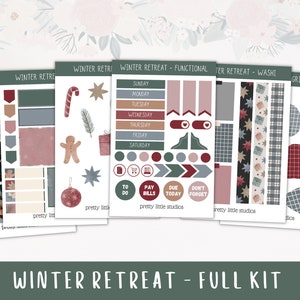 Winter Retreat Happy Planner Sticker Kit - Standaard Verticale Sticker Kit - Planner Stickers - Kerst Stickers Kit - Vakantie Stickers