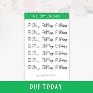 Feuille d’autocollants d’icône Due Today - Autocollants Bullet Journal - Autocollants de planificateur - Autocollants de date d’échéance - Autocollants fonctionnels - Autocollants d’affectation