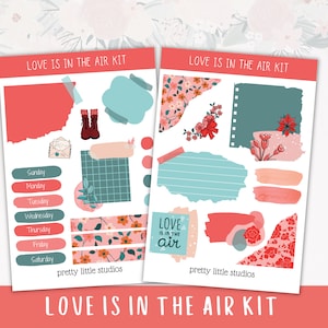 Love Is In the Air Journaling Sticker Kit - Bullet Journal Sticker Kit - Planner Sticker Kit - Journaling Kit - Valentine&#39;s Sticker Kit