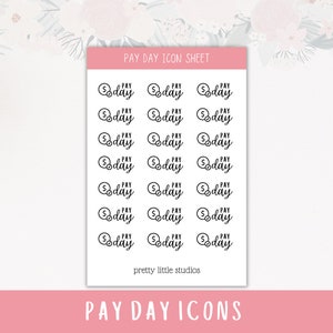 Pay Day Icon Sticker Sheet - Bullet Journal Sticker - Planer Sticker - Pay Day Sticker - Funktionelle Sticker - Icon Sticker