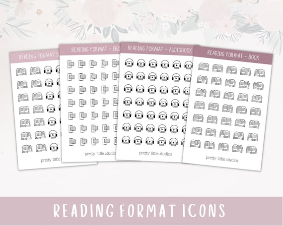 Book Format Icon Stickers - Reading Journal Stickers - Audiobook Stickers -Ebook Stickers - Reading Format Stickers