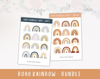 Boho Rainbow Decorative Sticker Sheets - Bullet Journal Stickers - Planner Stickers - Decorative Stickers - Rainbow Stickers