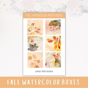 Boîtes photo d’automne Aquarelle Feuilles d’autocollants esthétiques - Autocollants Bullet Journal - Autocollants planificateur - Autocollants d’automne - Autocollants de boîtes photo