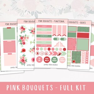 Roze Boeketten Sticker Kit - Roze Stickers - Happy Planner Stickers - Planner Stickers Kit - Bloem Stickers - Lente Stickers