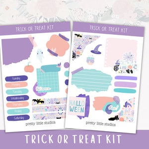 Trick or Treat - Halloween Weekly Kit for Planners - Halloween Journal Sticker Kit - Halloween Planner Stickers - Halloween Journal Stickers