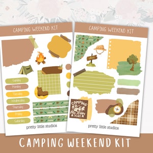 Kit di adesivi per mini diario del fine settimana in campeggio - Kit di adesivi per diario proiettile - Kit di adesivi per pianificatore - Kit di diario estivo - Kit di adesivi per campeggio