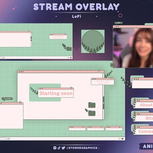 Animated Retro Lofi Stream Package: Cottagecore Twitch Overlay