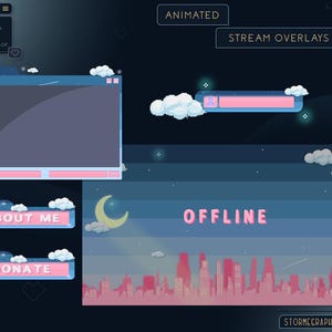 Animated Pixel City Overlay | Pixalated Town Stream Package | Cute Bitmap Bytes Twitch Pack | Pastels