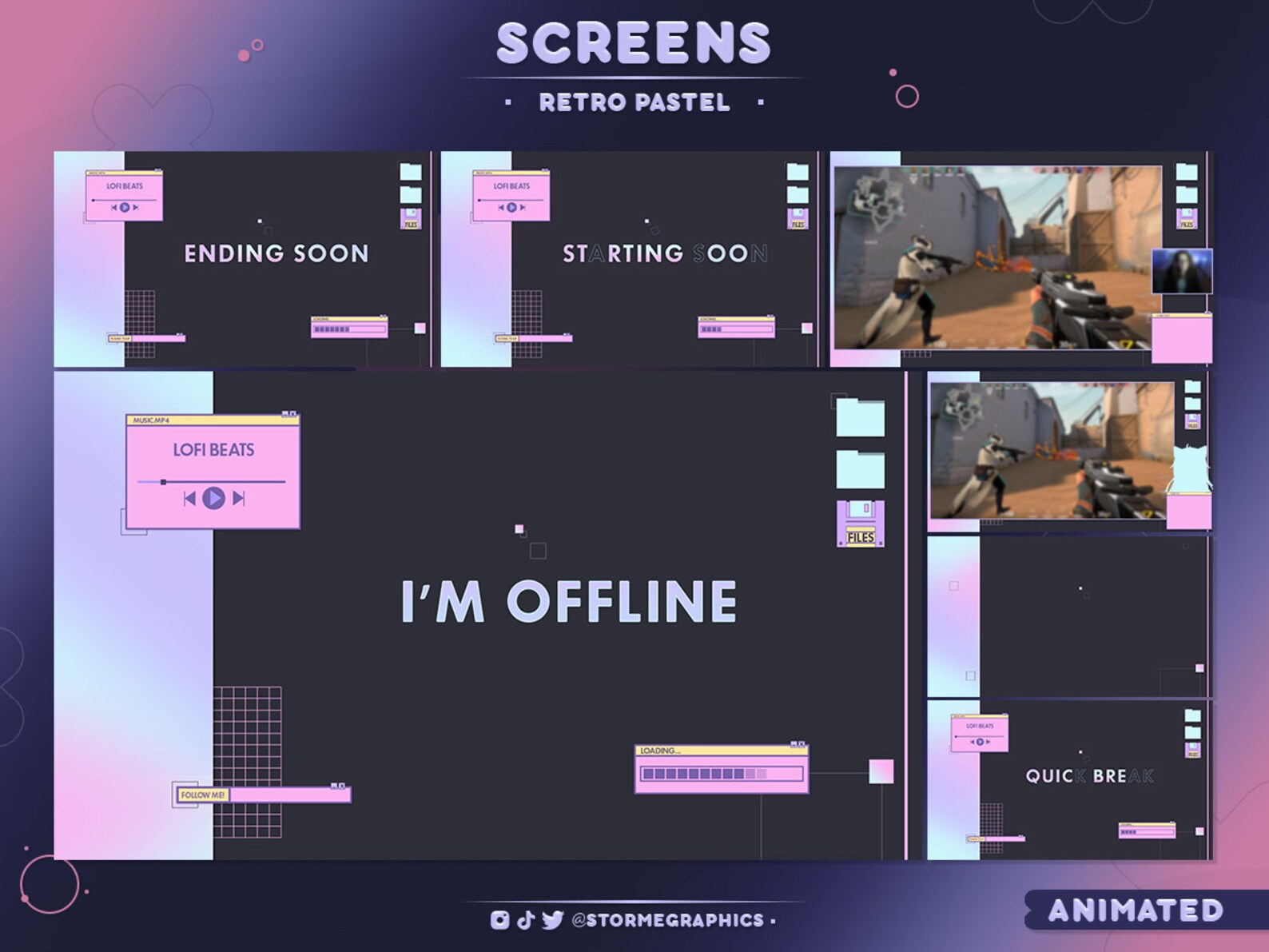 Animated 8bit Disk Overlay Computer Stream Package Windows Twitch Pack ...