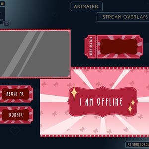 Animated Pink Circus Overlay | Carnival Ticket Stream Package | Cute Fair Spetacle Twitch Pack