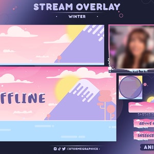 Superposición animada de invierno linda / Paquete de transmisión navideña / Paquete de Twitch navideño / Limpio, estético, minimalista, nieve, cielo estrellado, paisaje, pastel