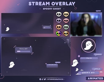 Animated Spooky Ghost Twitch Overlay: Halloween Stream Package