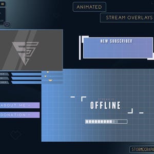 Animated Geometric Pastels Overlay | Blue Pastel Stream Package | Cute Aesthetic Twitch Pack | Calm Simple