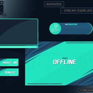 Animated Green Blue Lines Overlay | Sea Colours Stream Package | Gaming Twitch Pack
