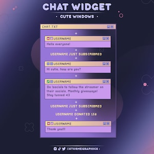 Retro Computer Sky Twitch Widget Chat | Galaxy Streamelements Chat | Celestial Twitch Chatbox with alerts | Stars, Clouds, Space, Windows