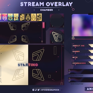 Gaming Animated Overlay Pack | Golden Pink Twitch Overlay | Game Stream Bundle | Gaming, Agent, Clean, Cute, Simple, Aesthetic, Gold