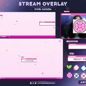 Animated Twitch Pixel Sakura Overlay | Cherry Blossom Stream Package | Y2K Pink Barbie Twitch Pack | Zakura Flower, Cute Retro, Windows98